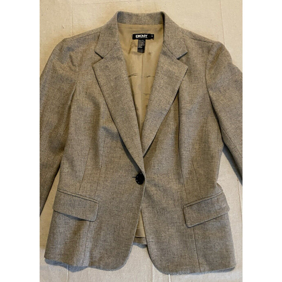 DKNY Blazer Womens Sz 6 Wool & Cashmere Blend Sport Coat Light Brown Suit Jacket - Picture 5 of 16